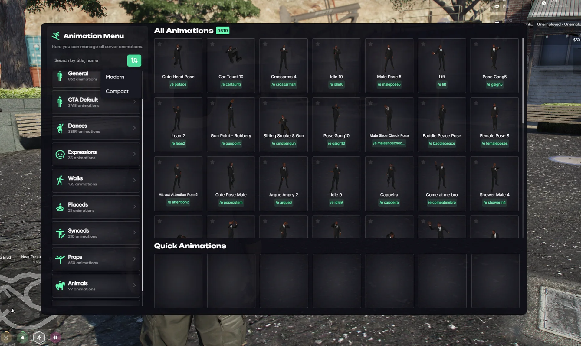 Animation Menu V2 +9500 Animation GIF Features | Fivem Emote Menu Script [ QB / ESX / QBOX ] product image (1)