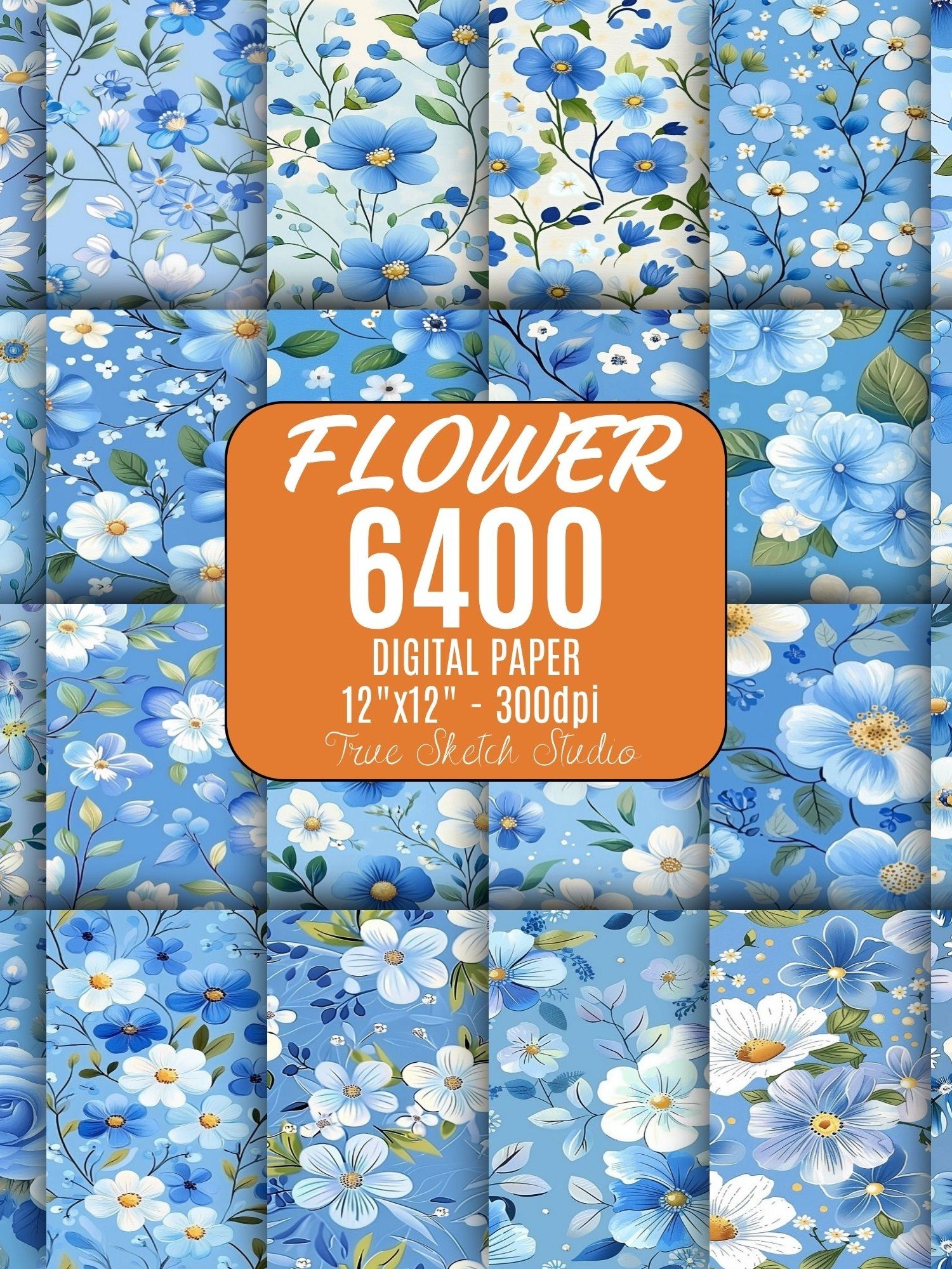6400 Floral Digital Paper Bundle, Flower Pattern Mega Pack product image (8)