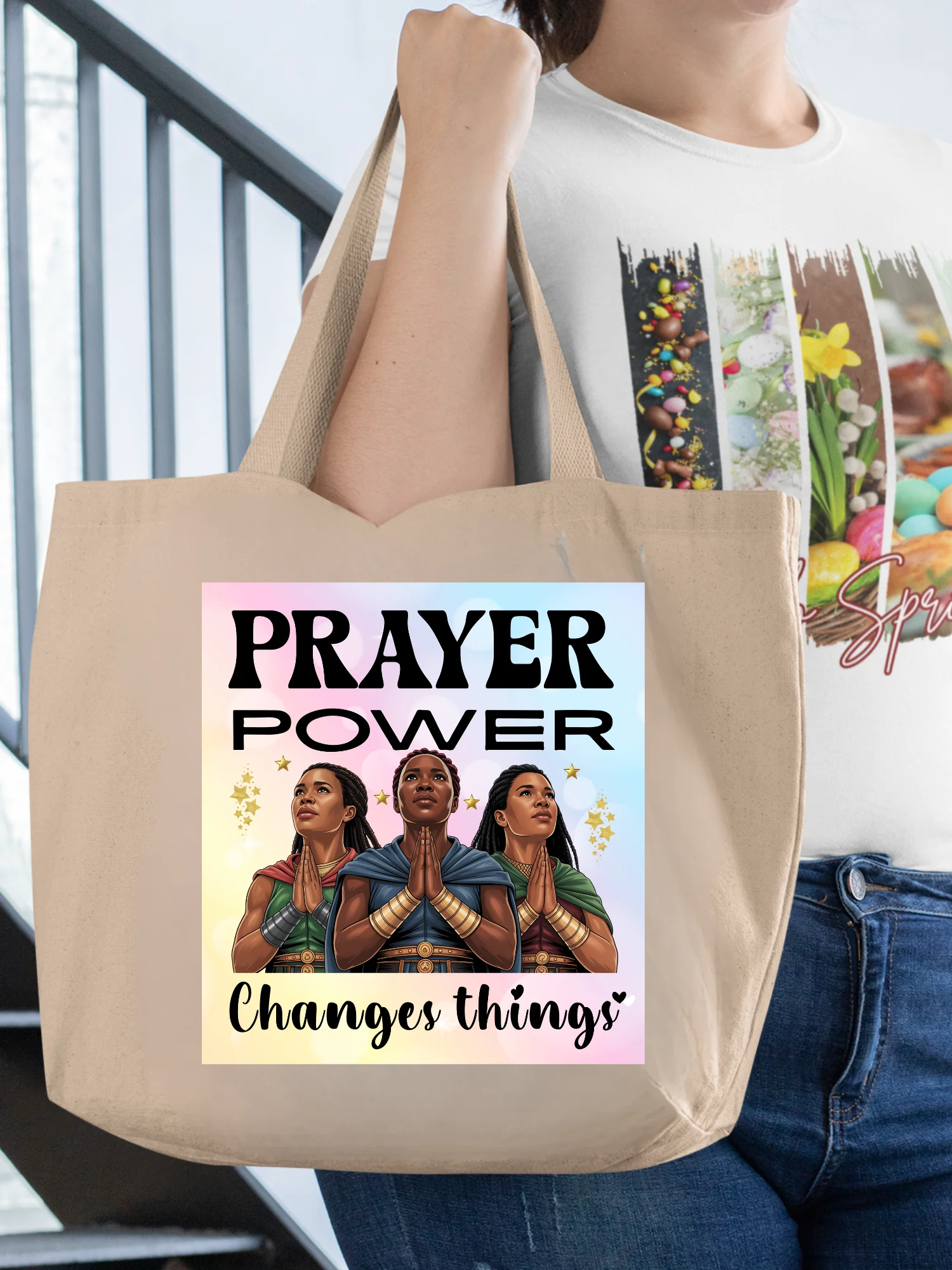 Prayer Power Changes Things Christian Eco Tote Bag product image (1)