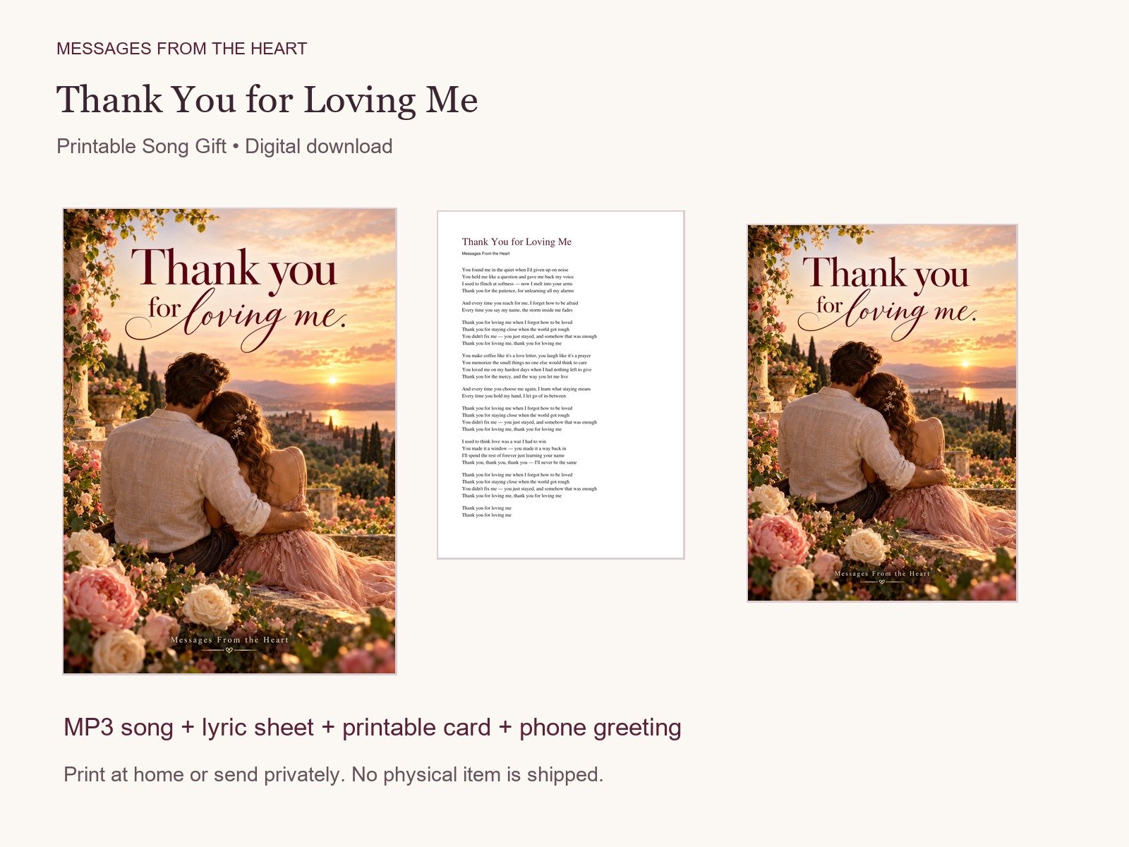 Thank You for Loving Me — Printable Song Gift product image (1)