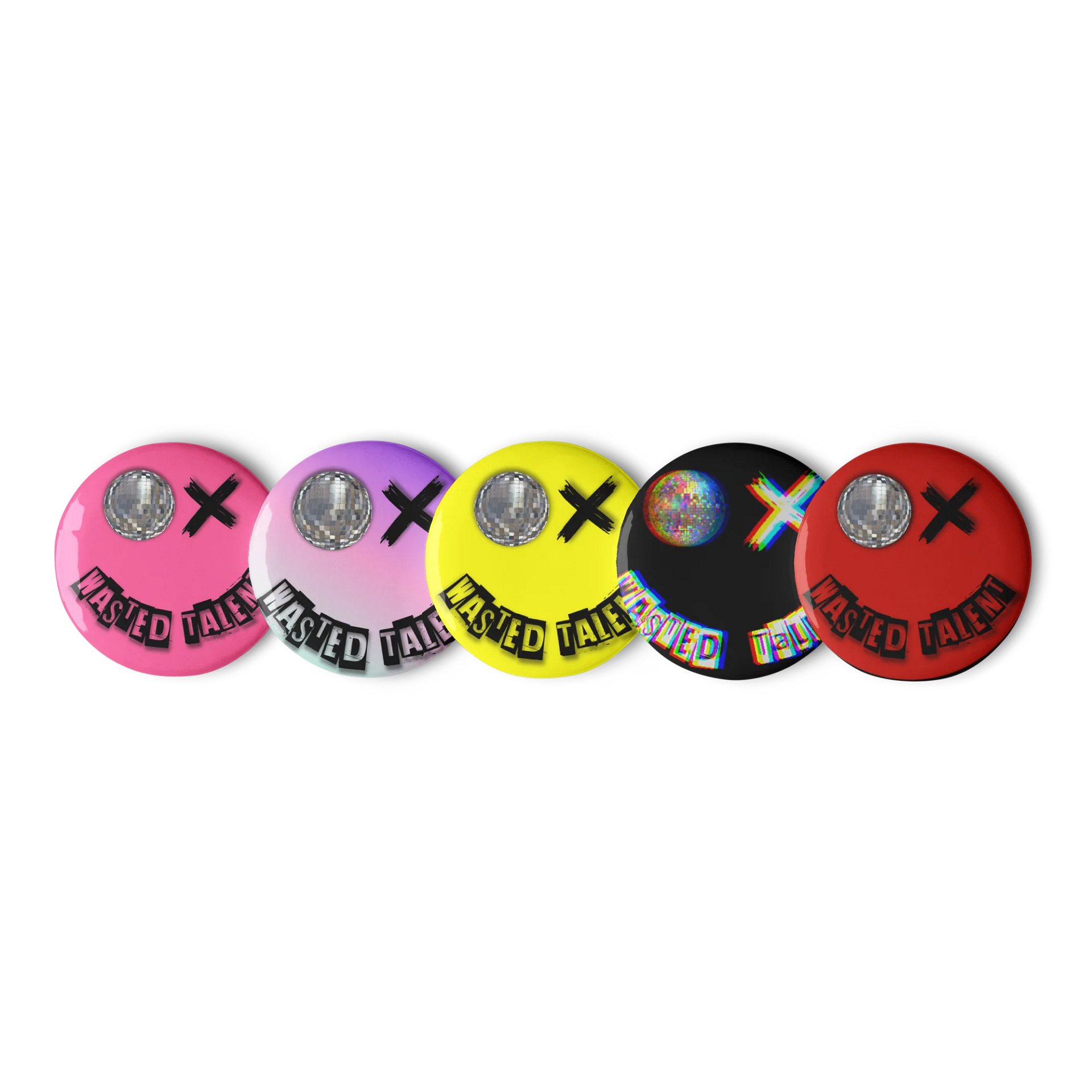 Wasted Talent Disco Face Pin Button Set product image (1)