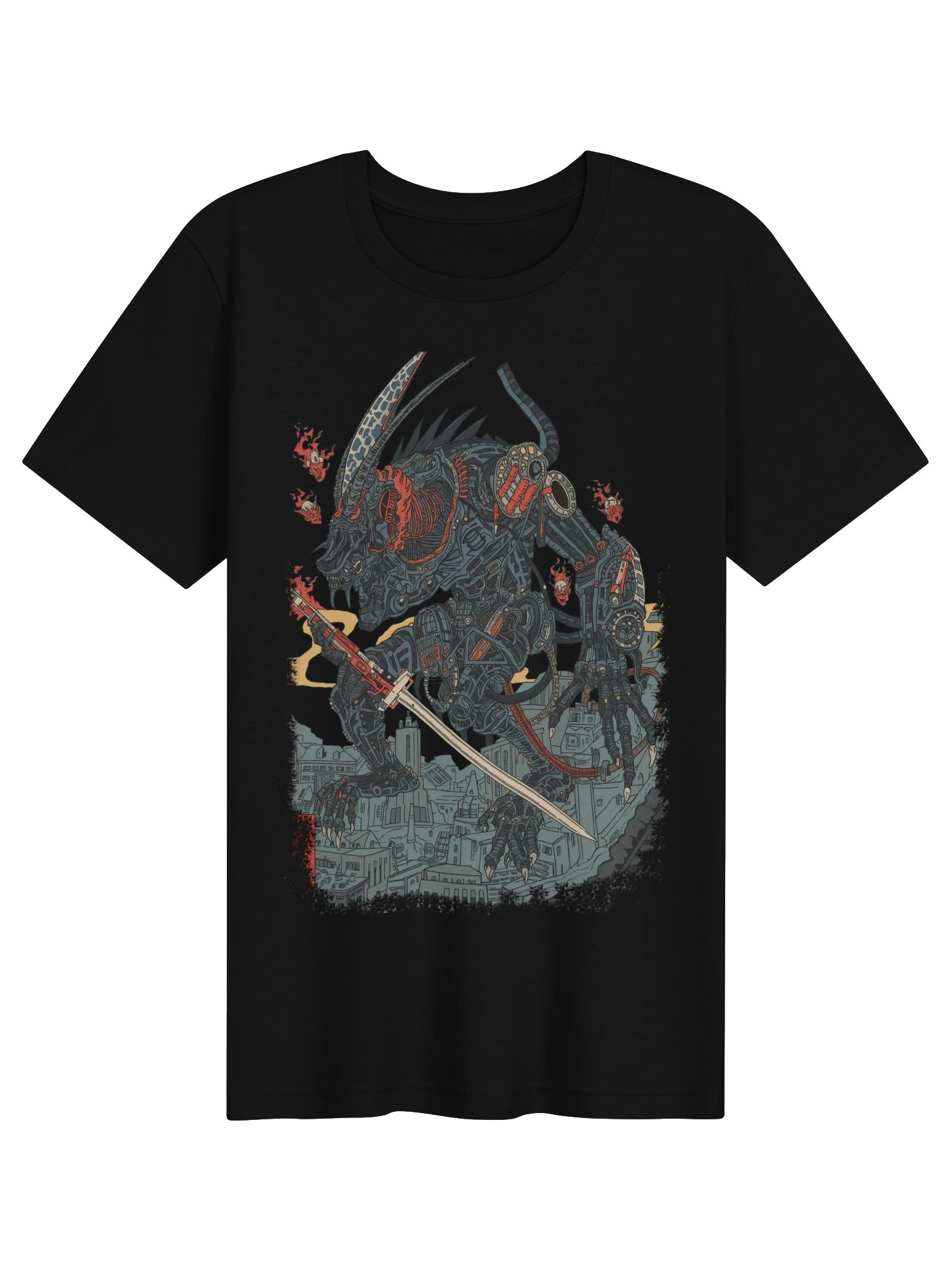 Mecha Demon Over City Lightweight T-Shirt product image (1)