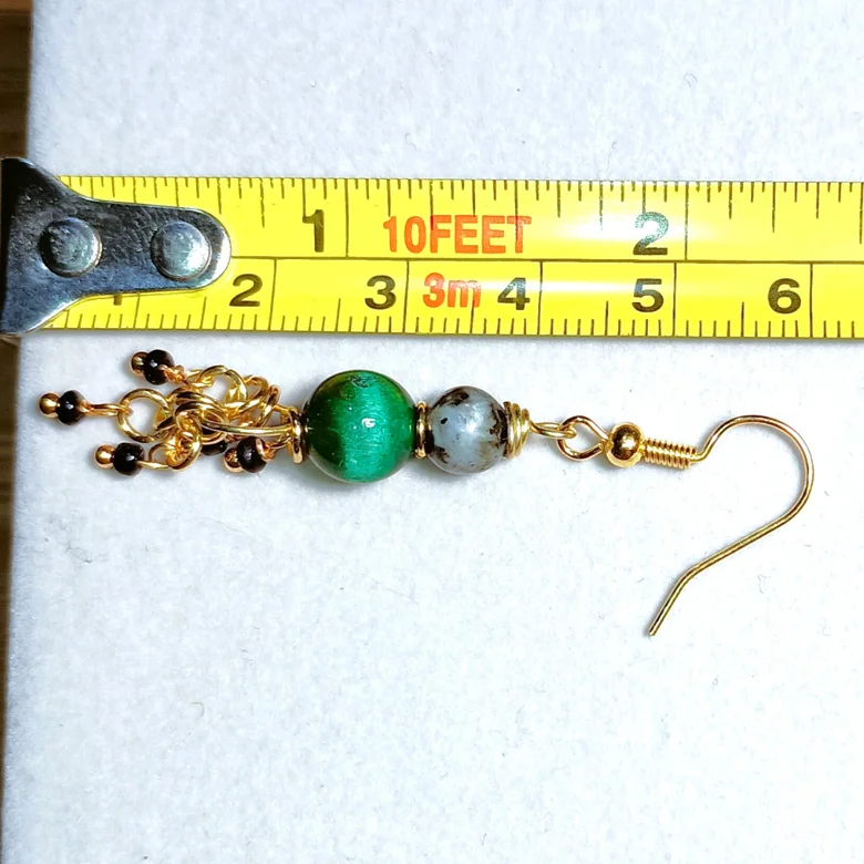 Handmade Celestial Earrings | Labradorite, Gold-Tone Dangle | "Green Galaxy" product image (3)