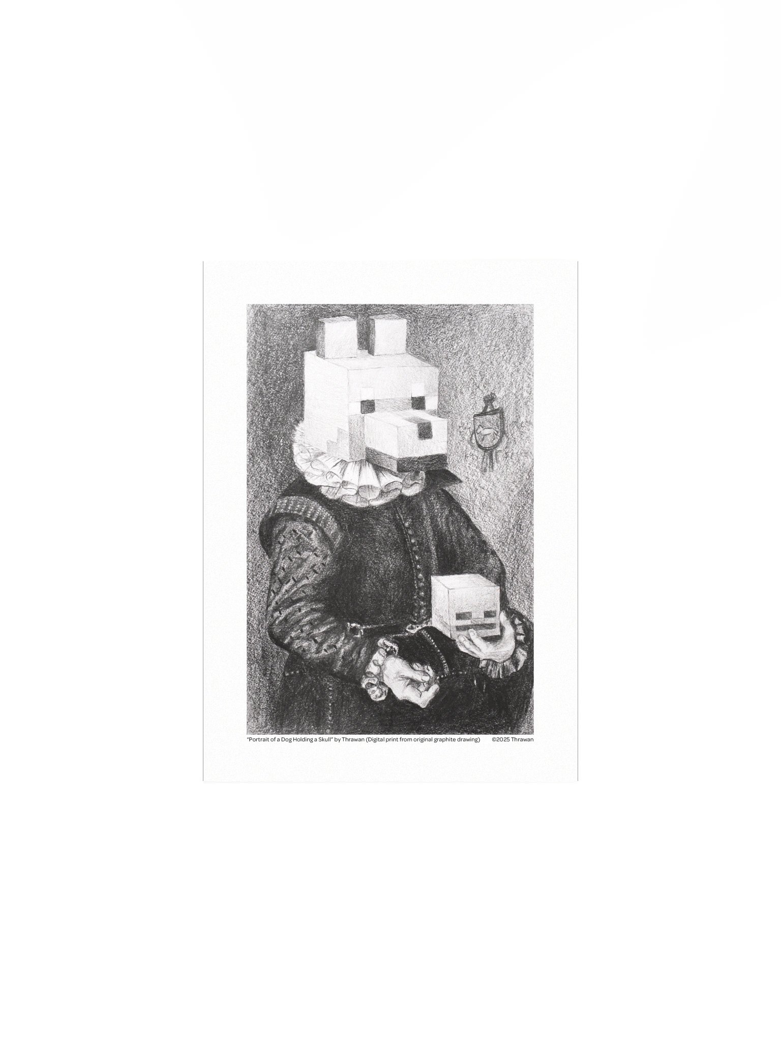 "Portrait of a Dog Holding a Skull" Digital Print product image (1)