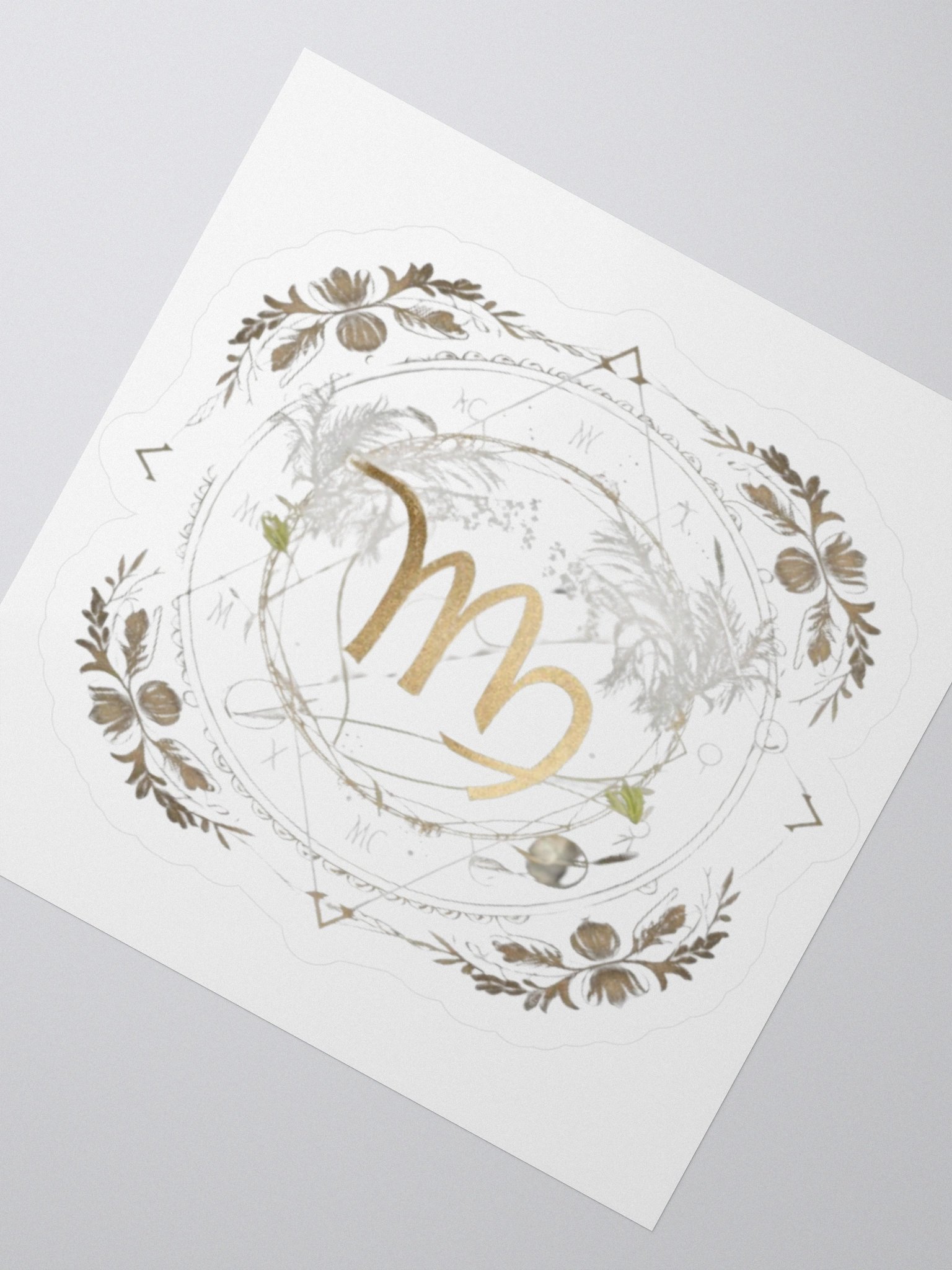 Virgo Zodiac Sticker - Maiden with Wheat & Floral - Durable Vinyl product image (5)