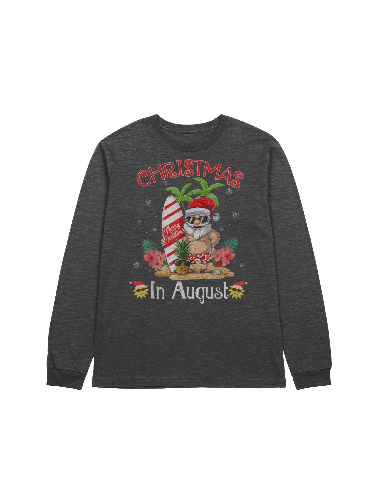 Christmas In August Shirt Funny Summer Santa Beach Vacation Long-Sleeve product image (1)