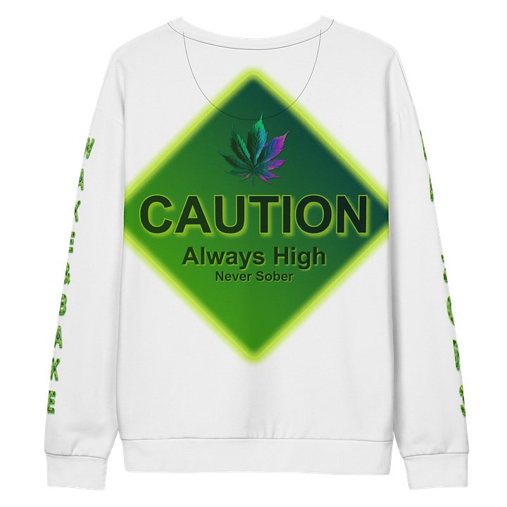 Caution Cannabis All-Over Print Sweatshirt product image (2)