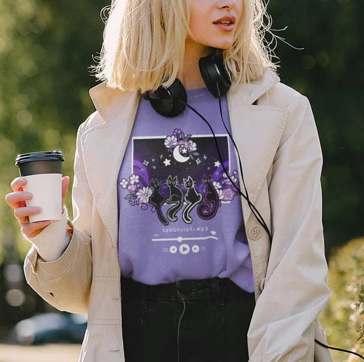 Subtle Asexual Pride Lofi Cat Tee product image (1)