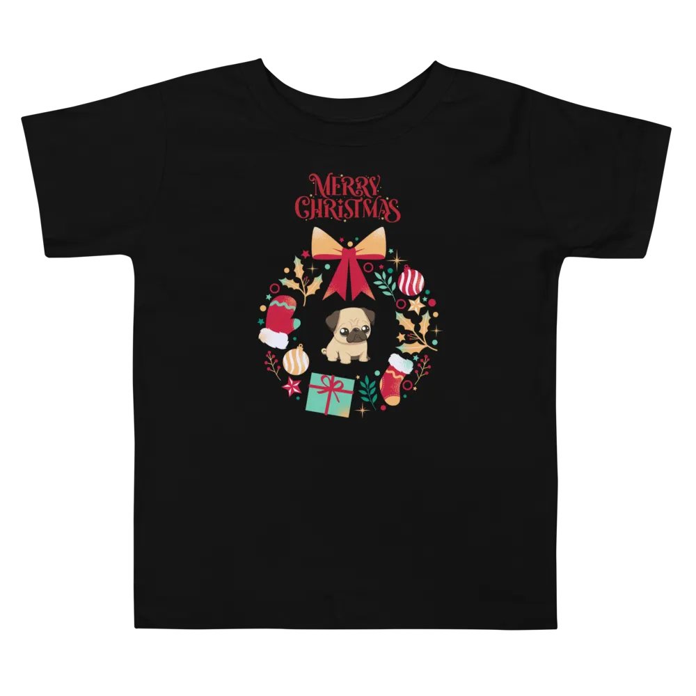 Merry Christmas Pug Festive Toddler T-Shirt product image (2)