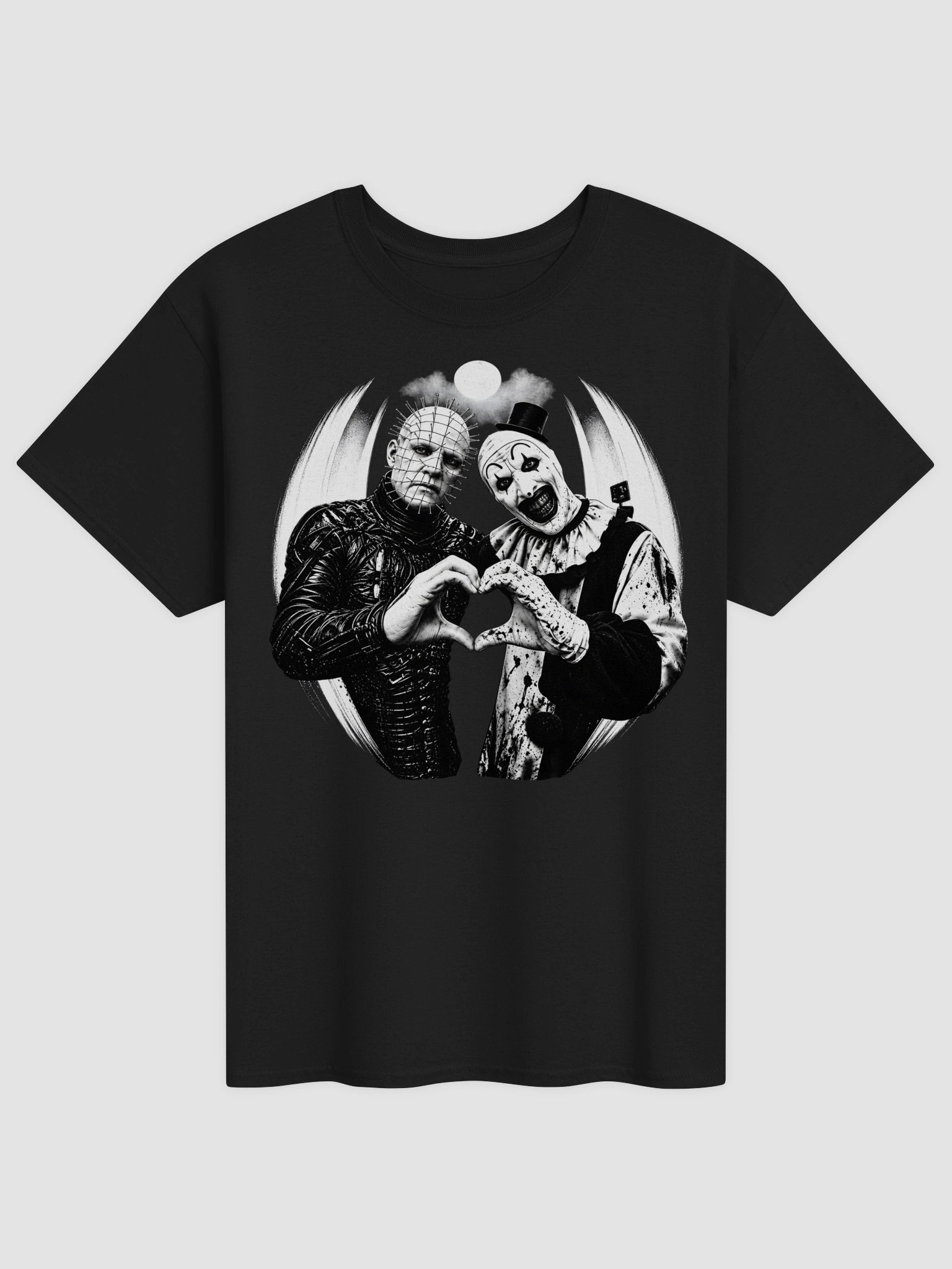 Art the Clown and Pinhead Heart Shirt - Terrifier Hellraiser Horror Tee product image (1)