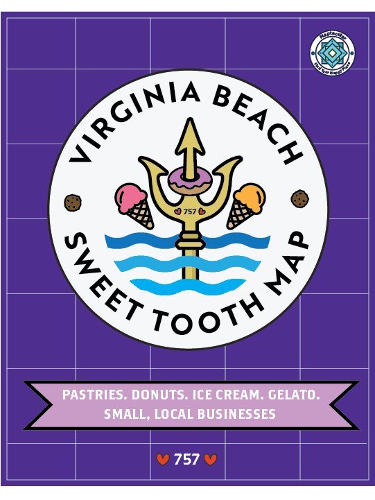 Virginia Beach 2025 Sweet Tooth Trail Map - instant digital download product image (1)