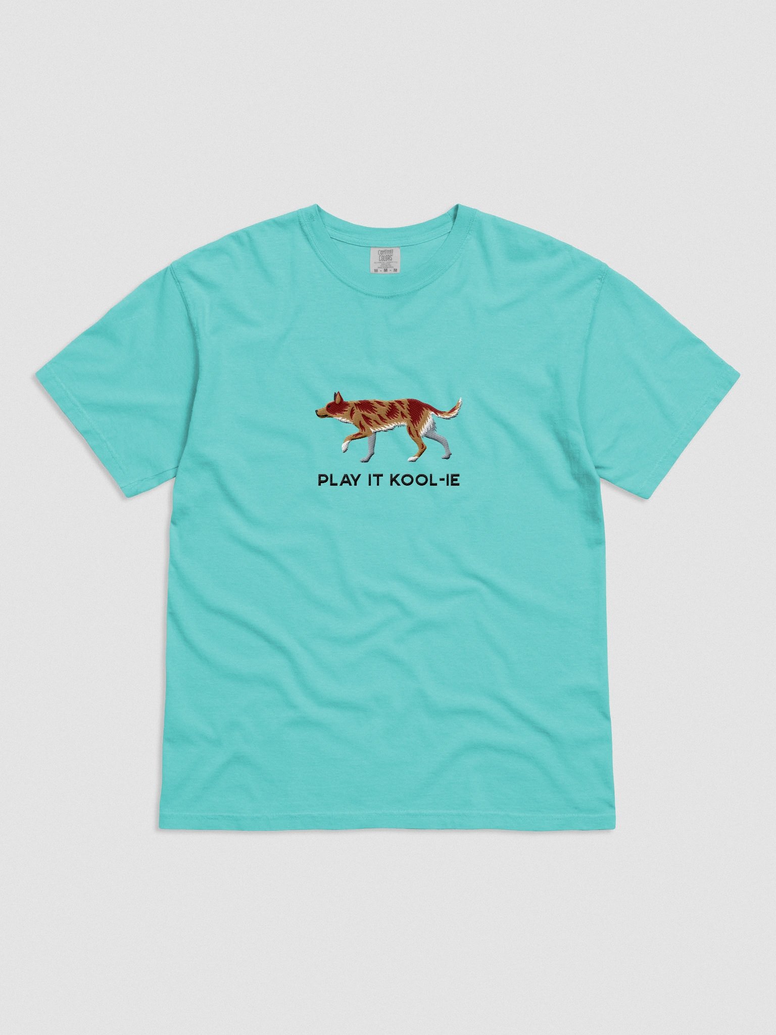 Play It Kool-ie T-Shirt(Embroidered) of an Australian Koolie(Red Merle) product image (4)