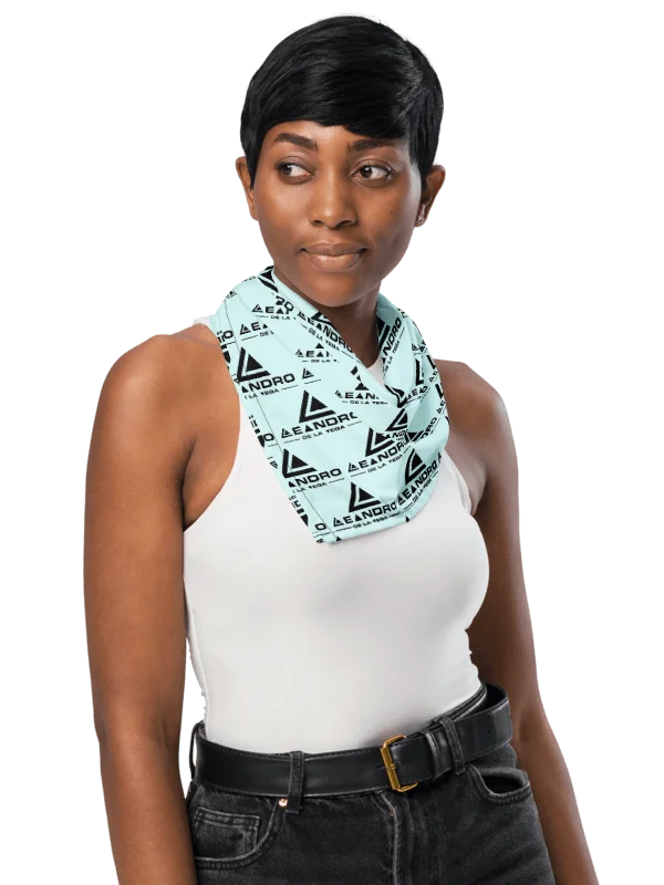 LEANDRO DE LA VEGA BANDANA LGHT CYAN NAME LOGO product image (8)