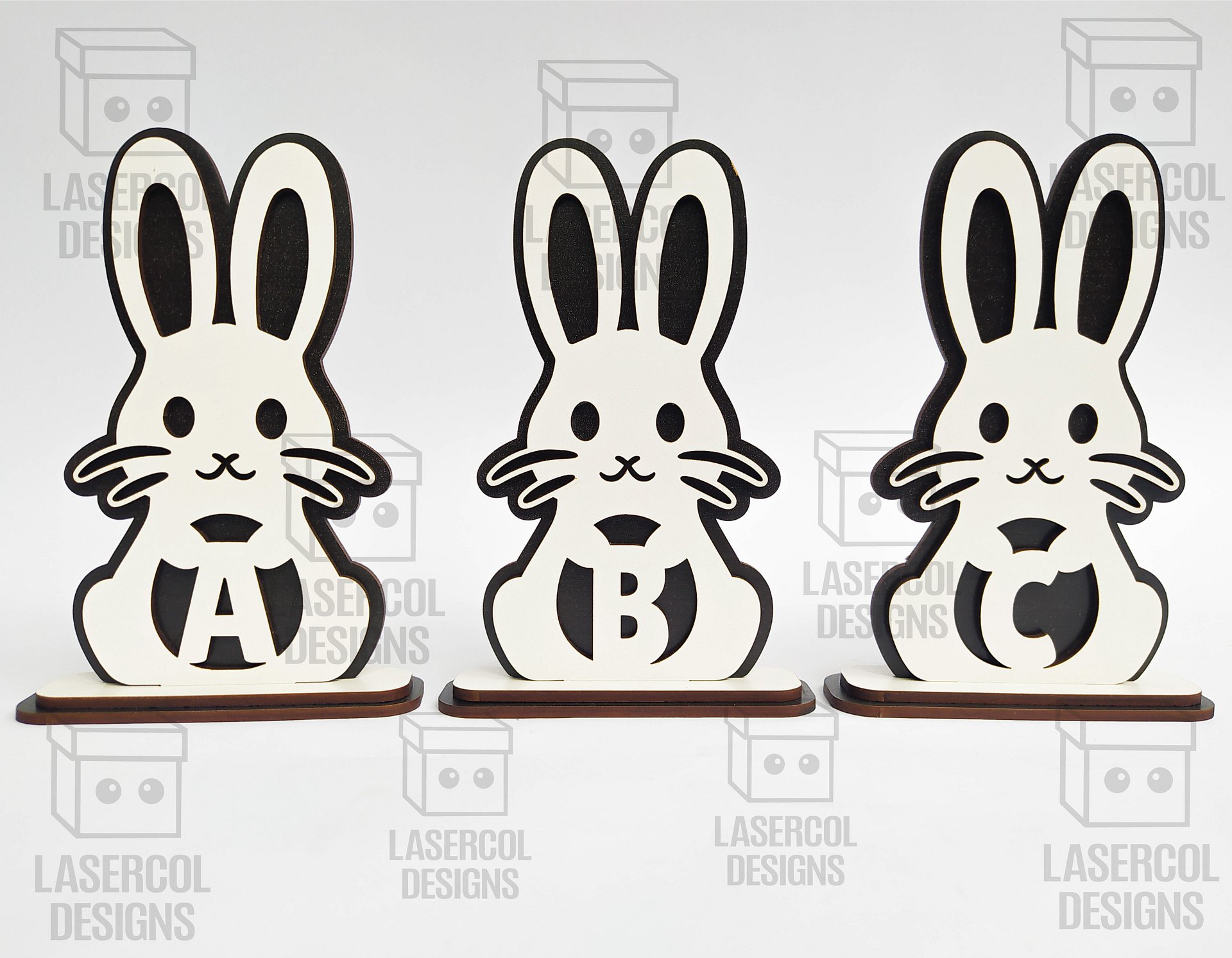Easter Bunny Monogram Set 2 (3 Sizes) - Laser Cut Files product image (9)