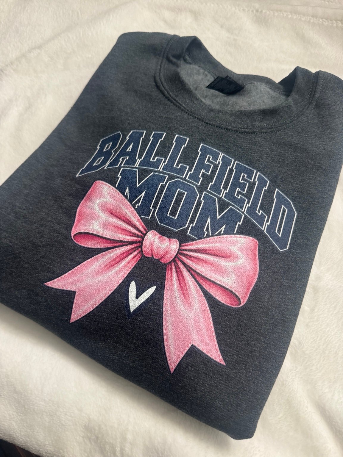 Ballfield Mom Bow Sweatshirt | Baseball & Softball Game Day Crewneck product image (1)
