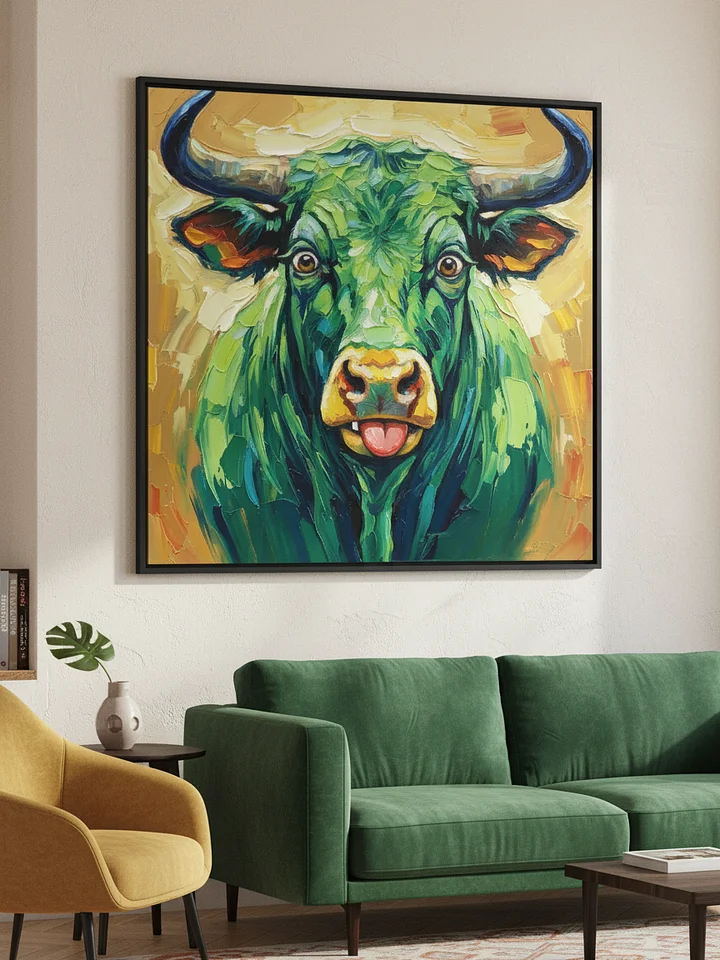 Colorful Green Bull Wall Art, Abstract Farmhouse Print product image (2)