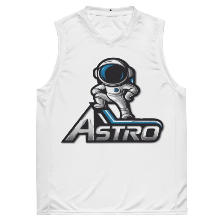 Astro Recycled Unisex Basketball Jersey - White with Astronaut Design product image (2)