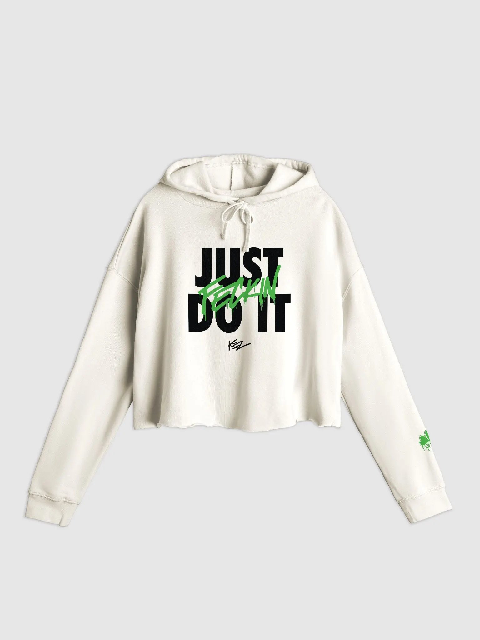 JUST FECKIN DO IT - WOMENS CROP HOODIE - BONE product image (1)