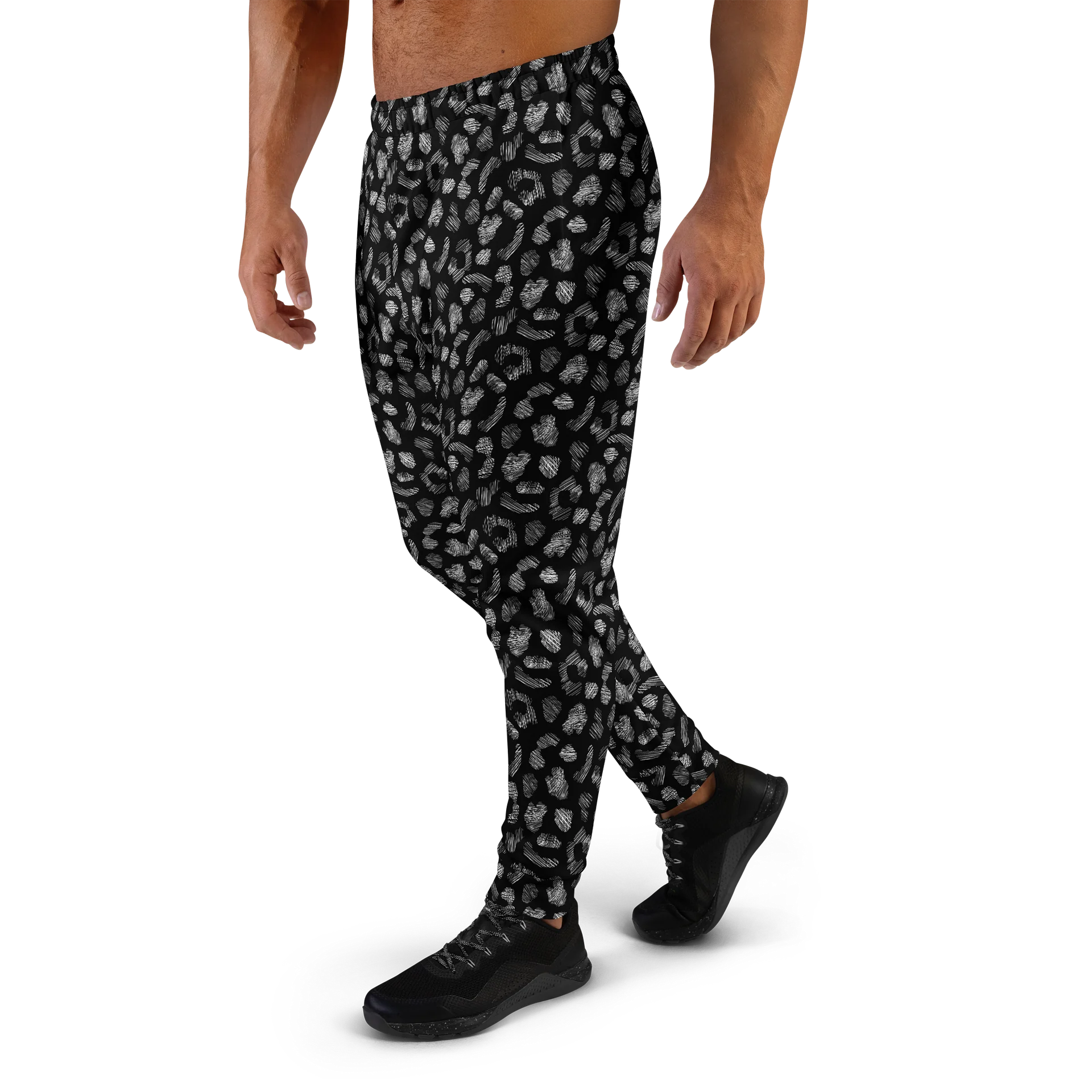 Comfortable Recycled Men's Joggers with Bold Black Leopard Print product image (1)