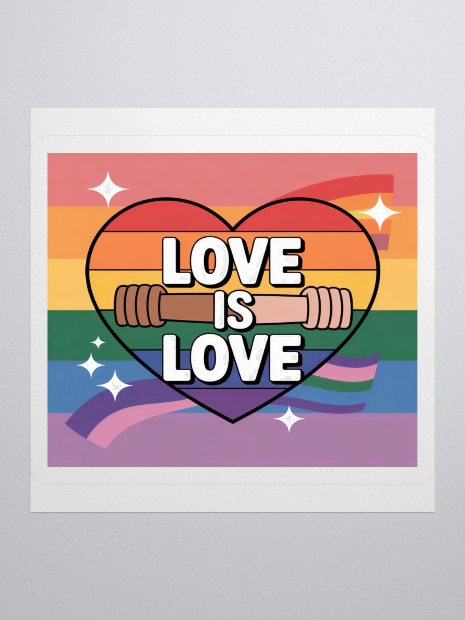Exclusive 'Love is Love' Rainbow Heart Sticker with Interlocked Hands product image (3)