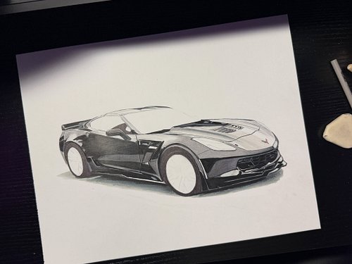 Corvette update. Almost done 💪🏼

If you’d like your car drawn, just send a dm. I am always accepting commissions. 

#corvette...