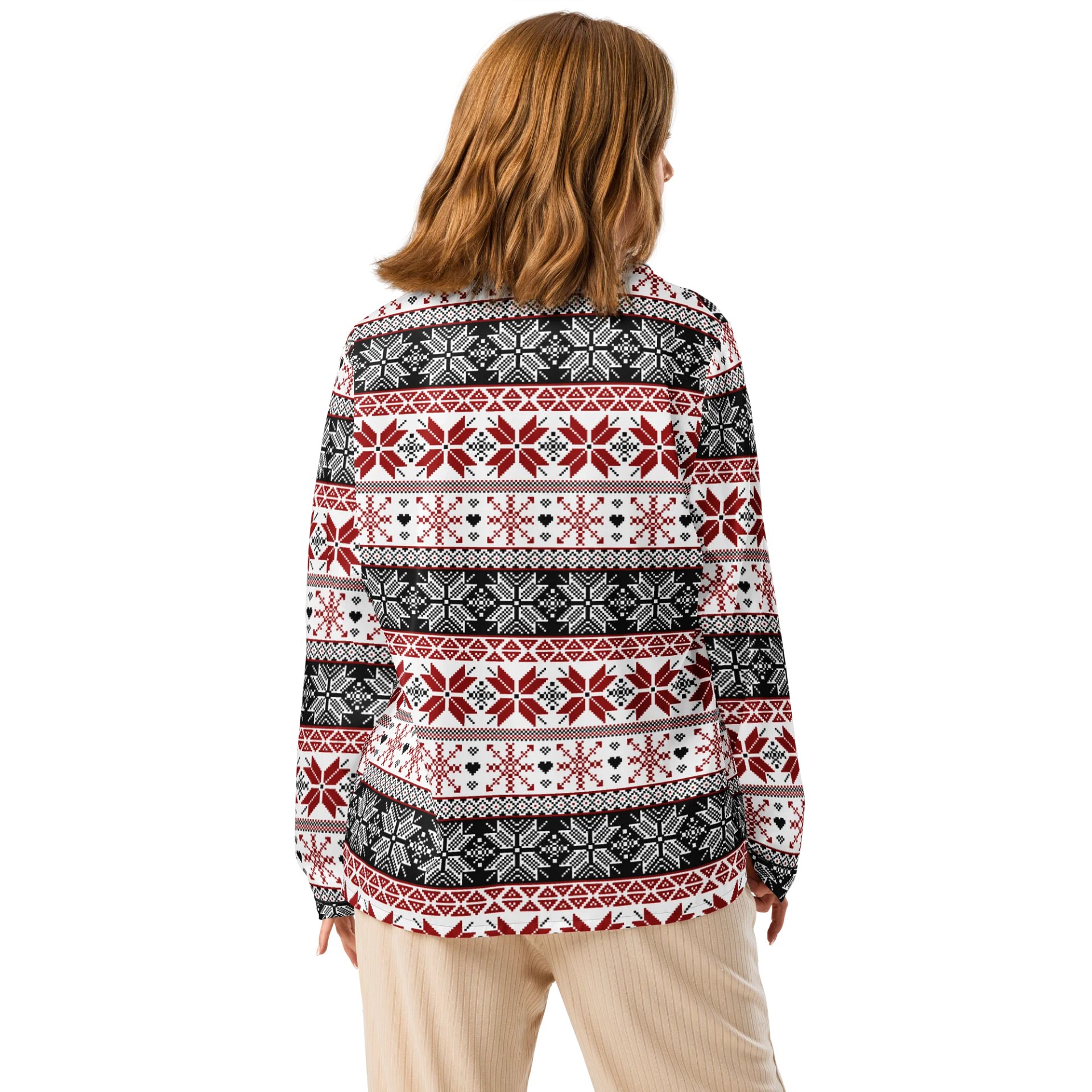 Winter Fair Isle Pyjama Top, Red & Black product image (3)