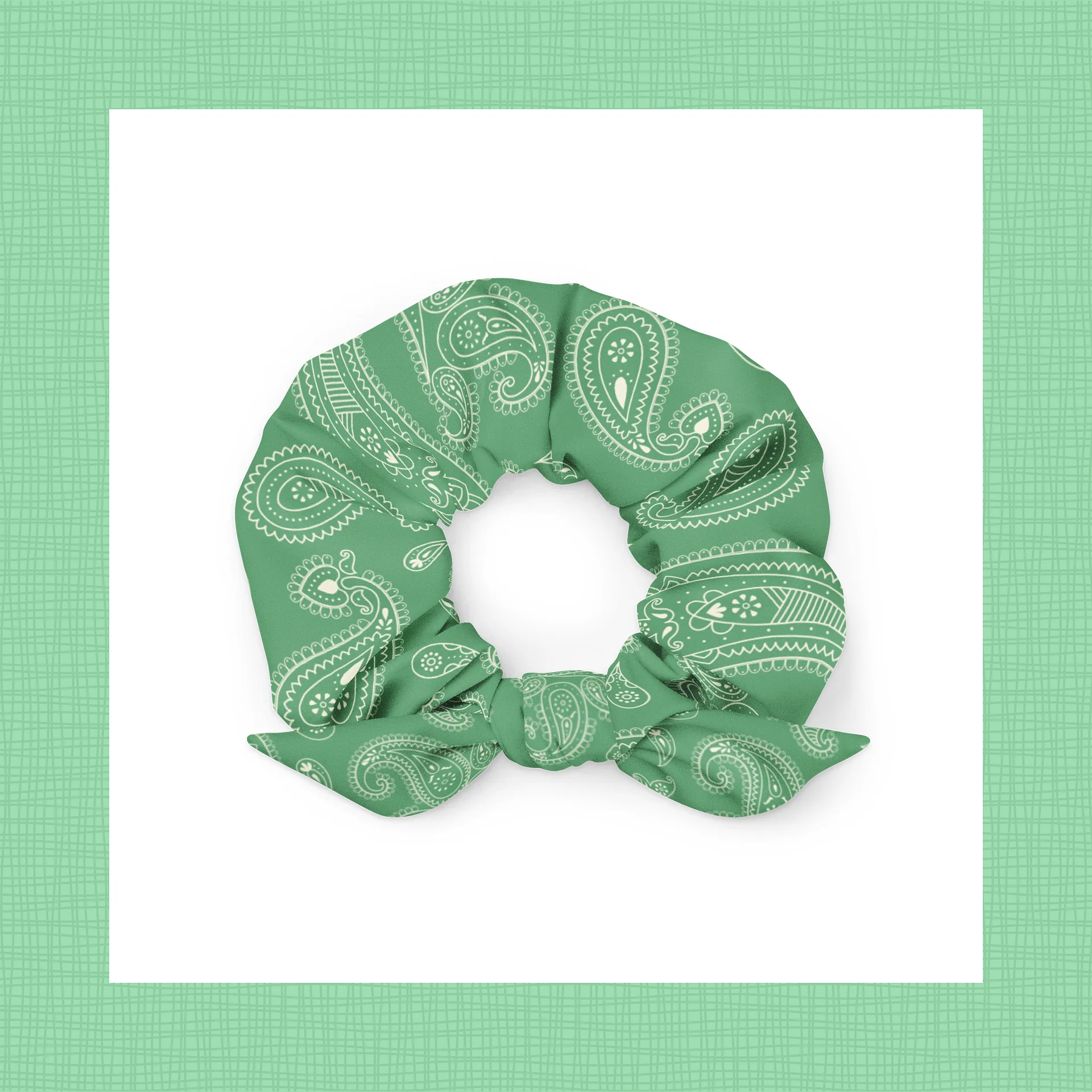 Green Paisley Scrunchie with Removable Bow product image (1)