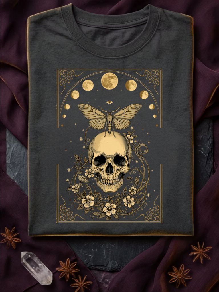 Gothic Skull Moon Phase Butterfly Tee product image (1)