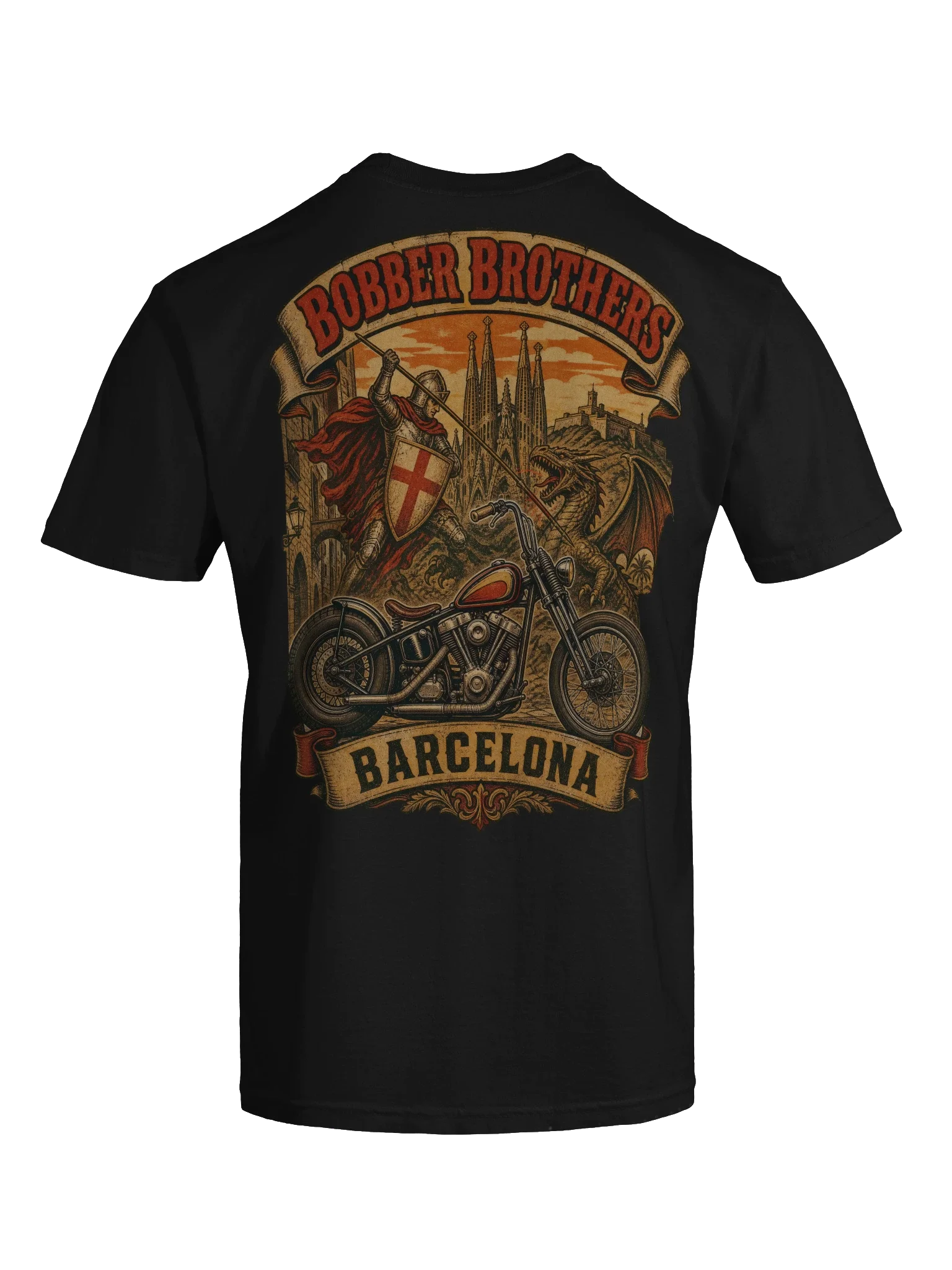 Barcelona motorcycle t-shirt design by Bobber Brothers