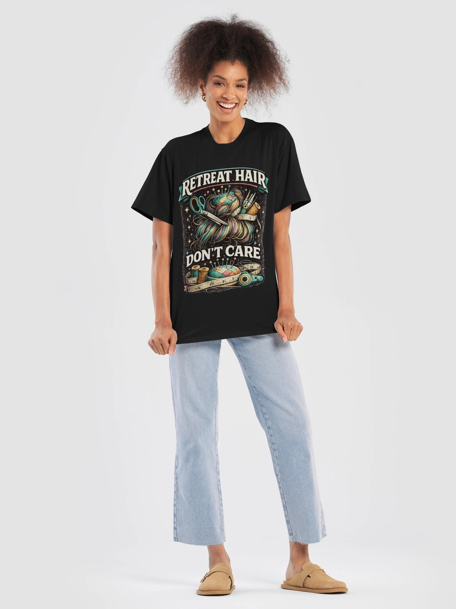 RETREAT HAIR, DON'T CARE — Quilter's Oversized Tee product image (27)