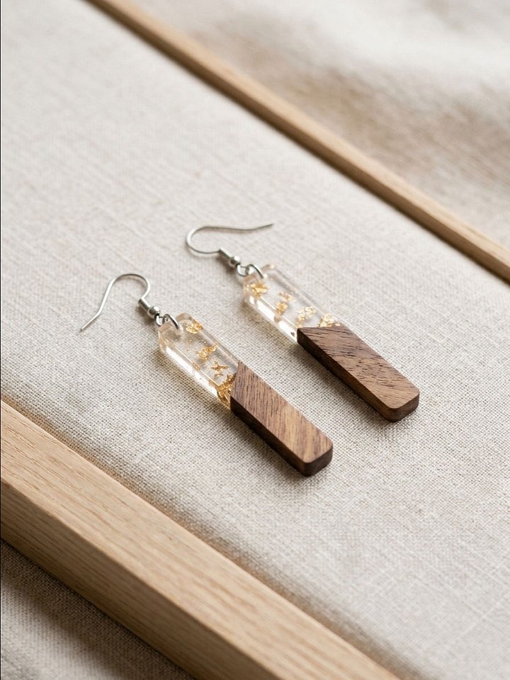 Wood & Resin Pendant Earring product image (1)