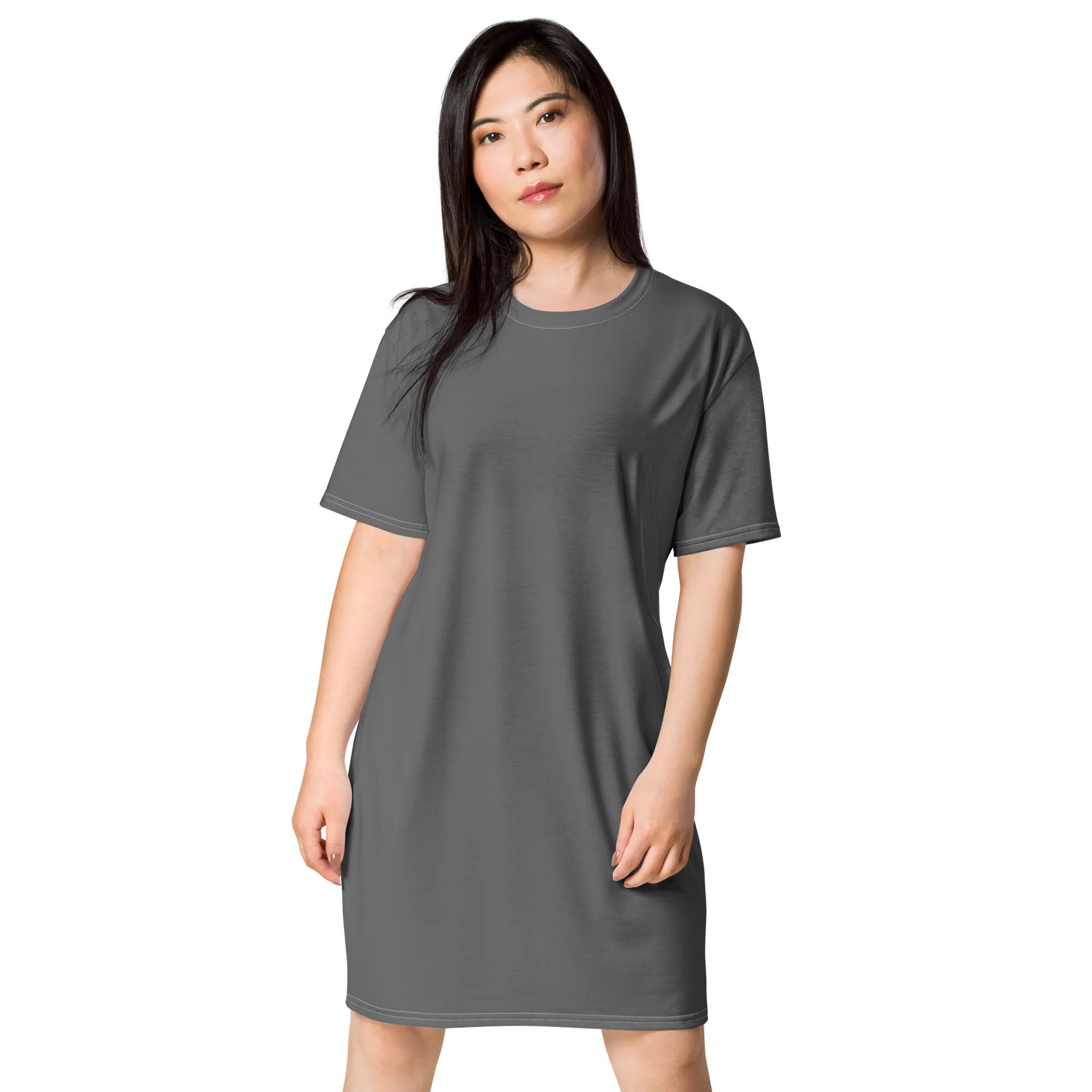 Grey Oversized T-Shirt Dress | Stretchy Fabric | Casual or Formal Style | Sizes 2XS-6XL | Exclusive Design product image (1)