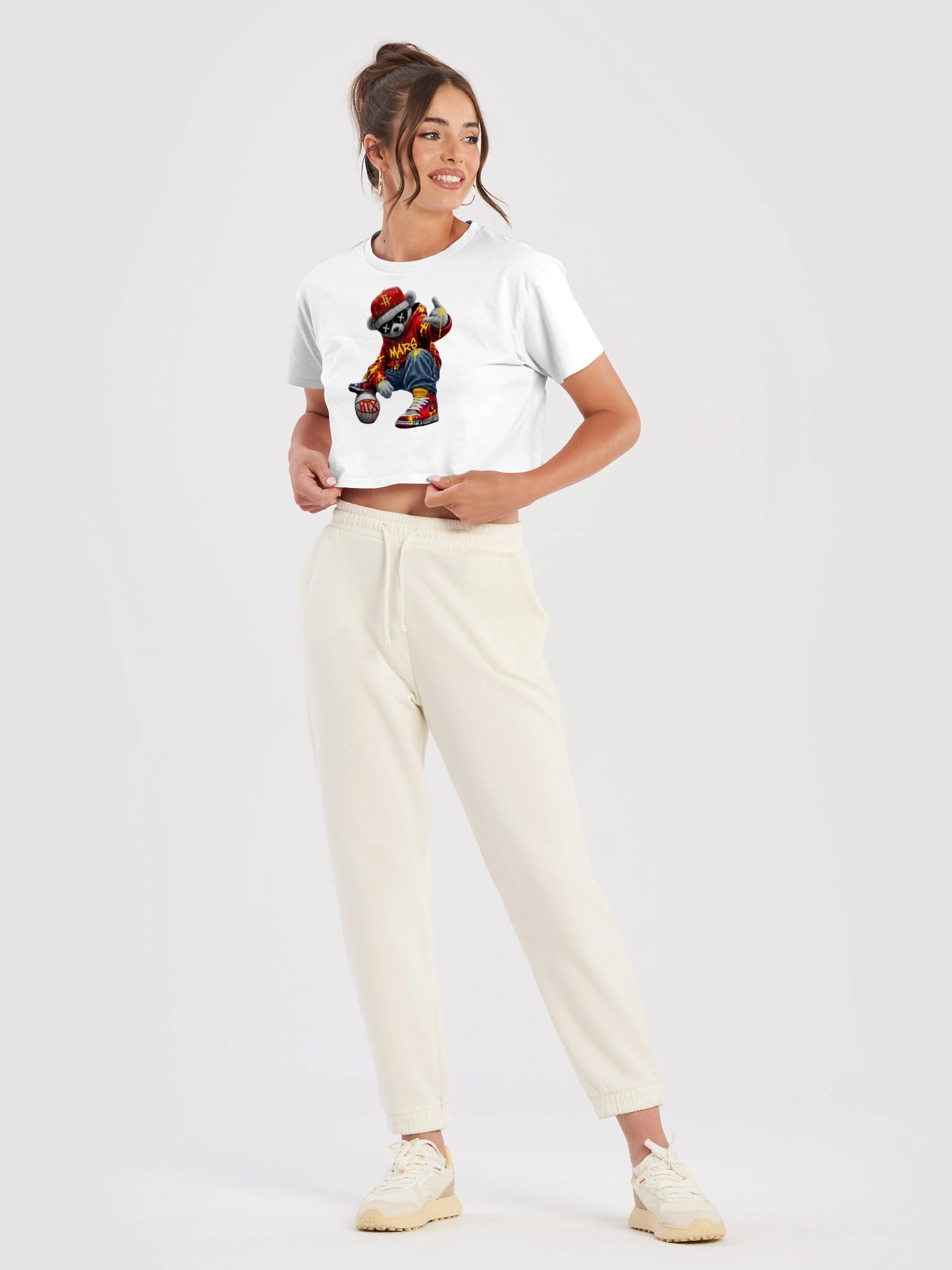 Ladies Cropped Mars City HX Bear Rockets Ketchup & Mustard Tee product image (9)