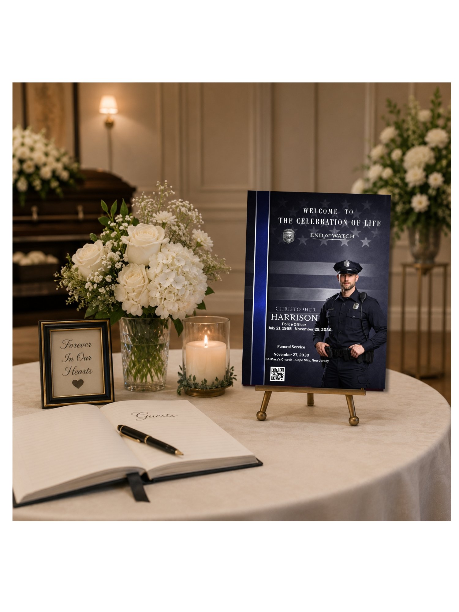 Police Memorial Welcome Sign - Thin Blue Line Canva Template product image (4)