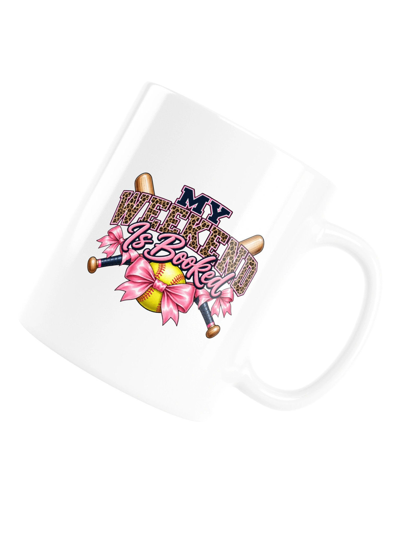 My Weekend Is Booked Softball Mug | Pink Bow Softball Mom Coffee Cup product image (6)