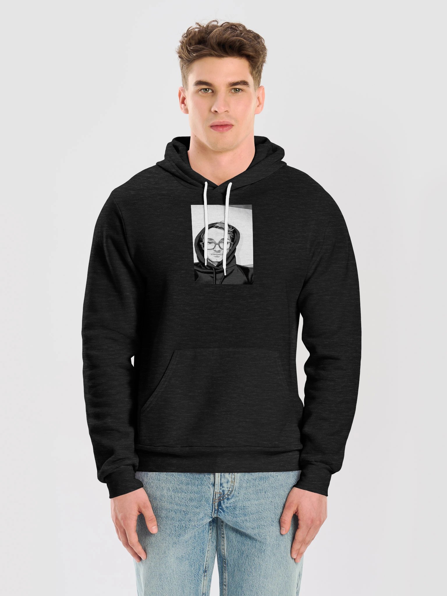 itssCSChris Black and White Cartoon Selfie Hoodie product image (54)