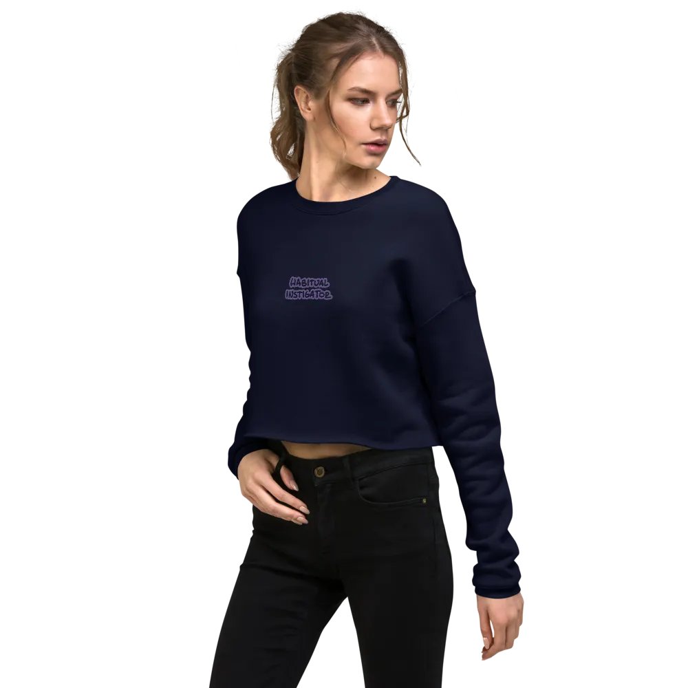 HABITUAL INSTIGATOR (purple outline) embroidered fleece crop crew product image (34)