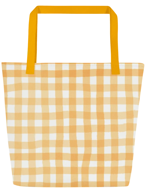 Sunny Gingham Sunflower -Over Print Tote Bag with Pocket product image (1)