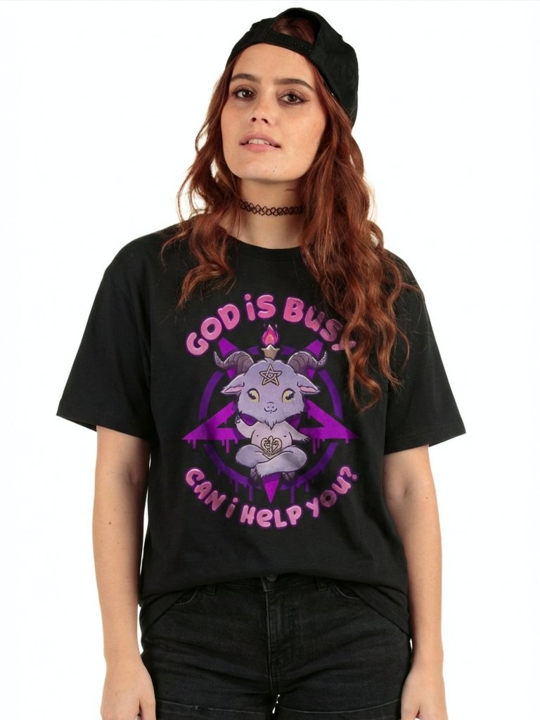 God Is Busy Baphomet Girl Tee product image (3)