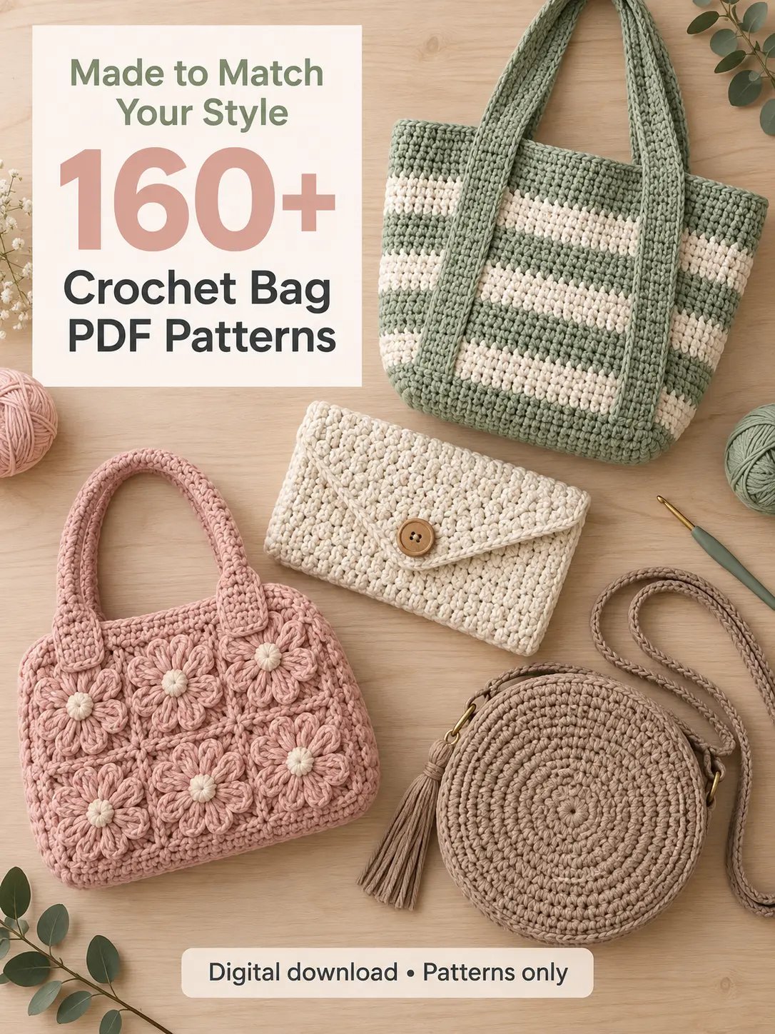 160+ Crochet Bag Patterns PDF Bundle product image (5)