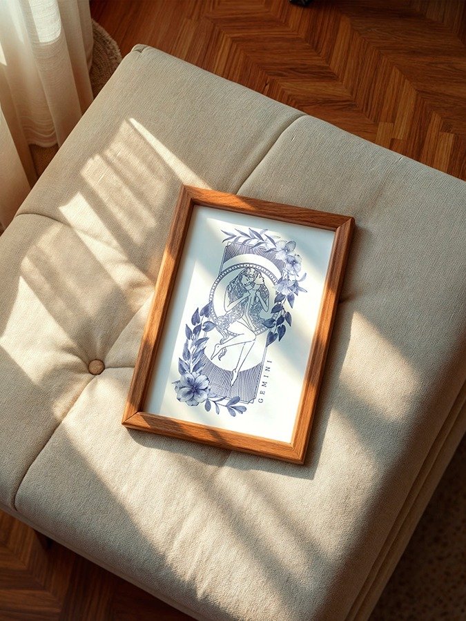 Gemini Blue Line Art Zodiac Print product image (2)