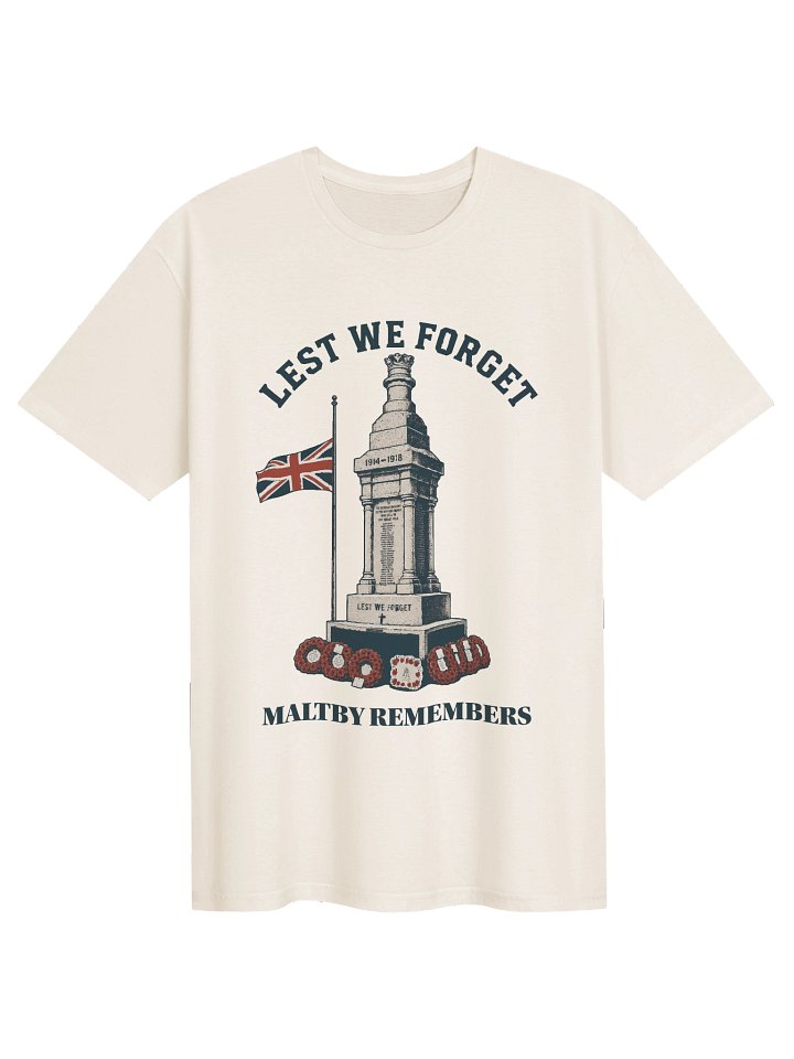 Maltby Remembers – Lest We Forget Remembrance Tribute T-Shirt product image (1)