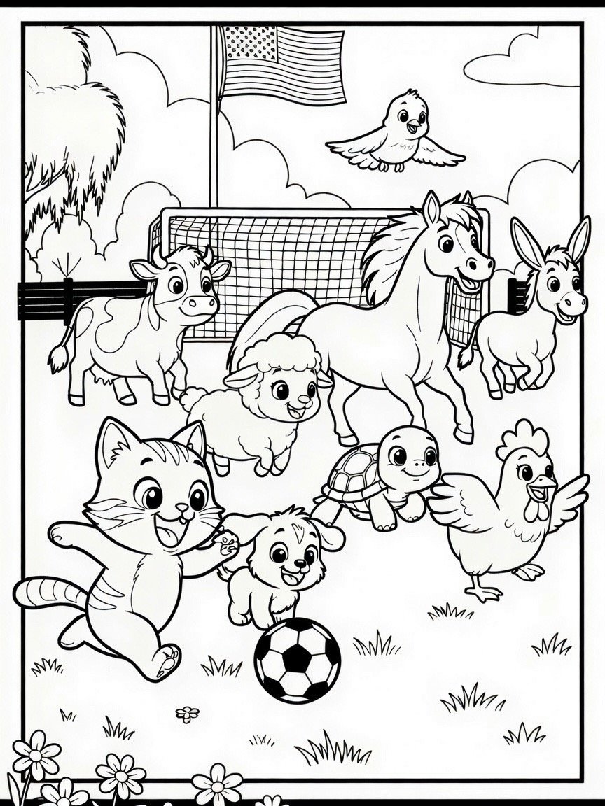 Sing A Rhyme Time Farm Animals Play Soccer Today Coloring Book Pages Bundle for Ages 5+ through Adult | 21 Printable Pages including Title Page l Instant Digital Download PDF Format l product image (3)