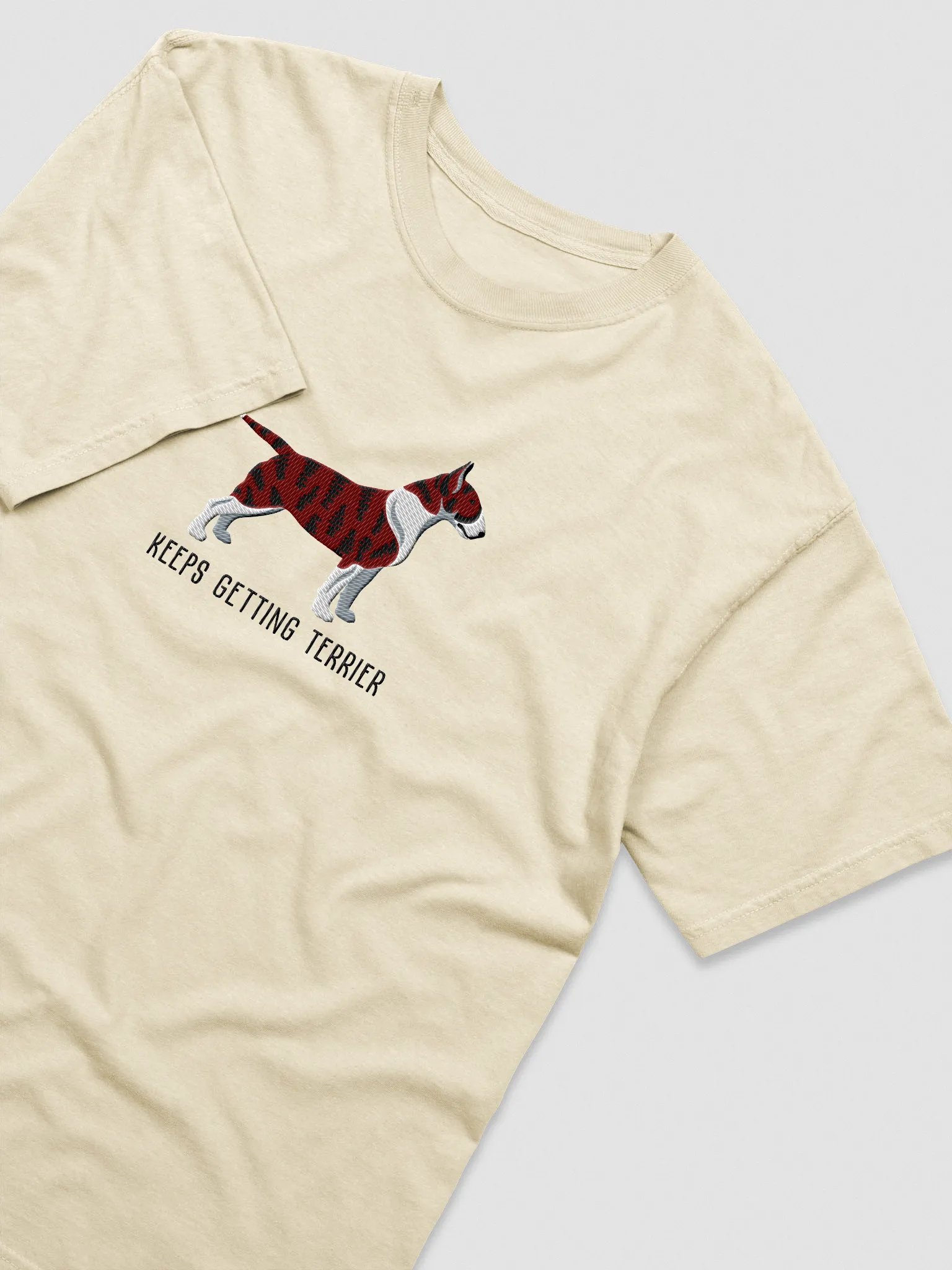 Keeps Getting Terrier T-Shirt(Embroidered) of an English Bull Terrier(Brindle) product image (6)