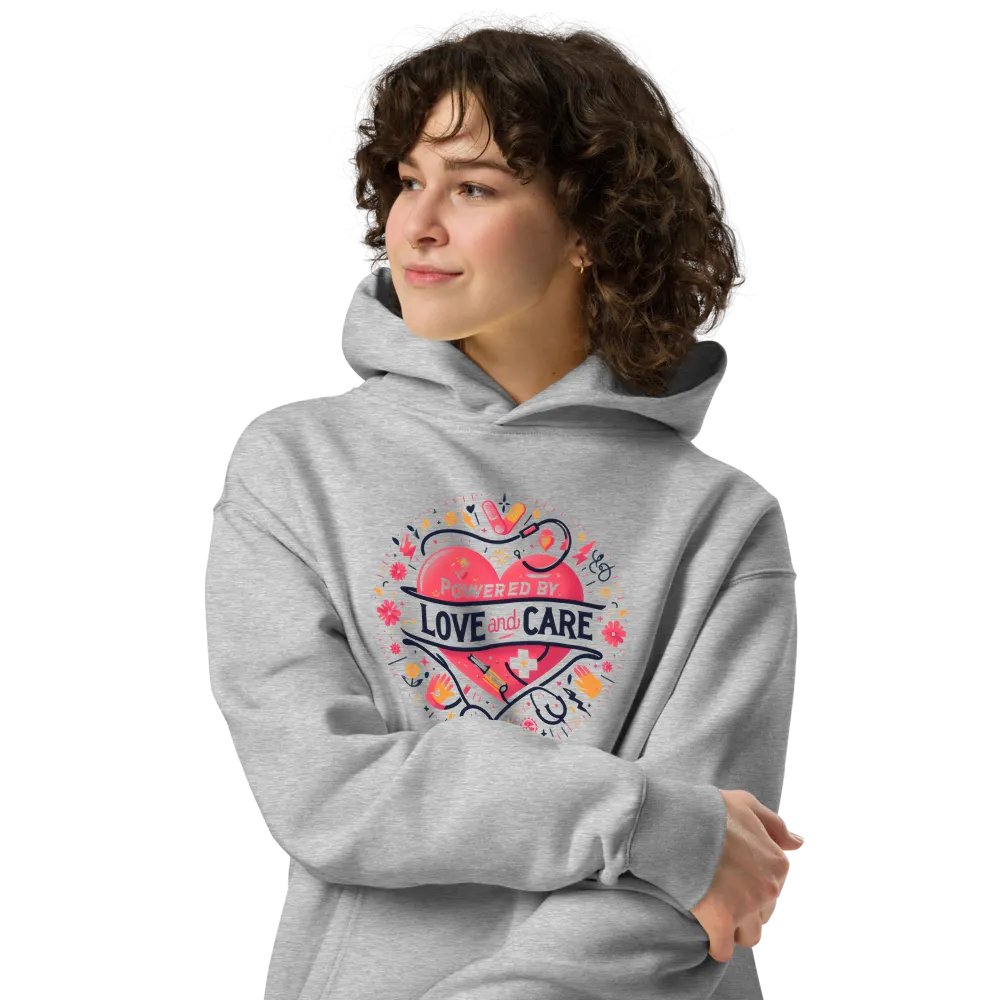 love and care heart shape design hoodie product image (24)