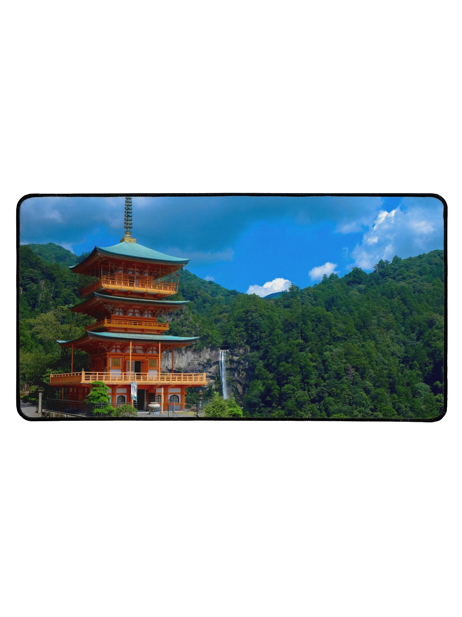 Pagoda Waterfall Sanctuary Desk Mat (15.5