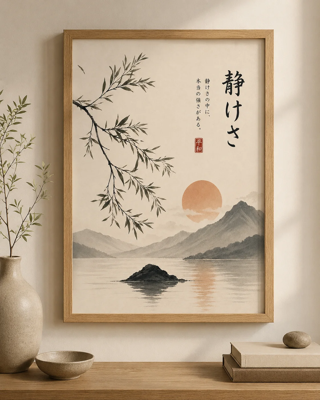 Japanese Zen Decor Wall Art - Minimalist Neutral Landscape Poster product image (1)