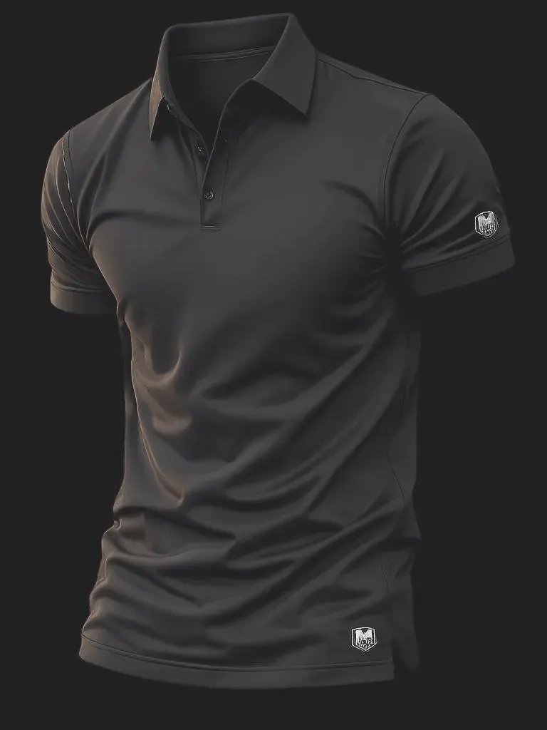 Black Short Sleeve Polo for Men – Casual Fitted Urban Style Shirt product image (3)