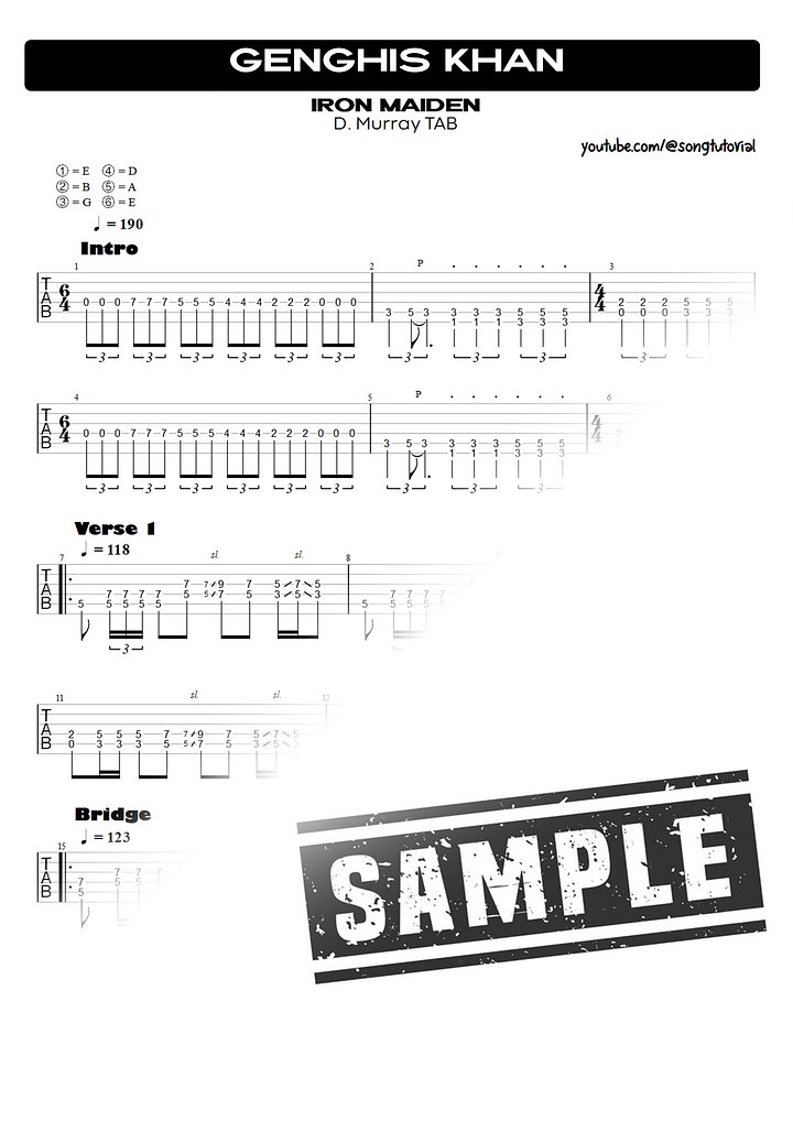 Genghis Khan PDF TAB + Backing Track MP3 product image (2)