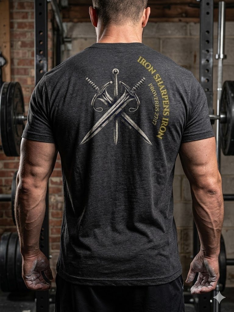 Iron Sharpens Iron Heavyweight Premium Tee | Proverbs 27:17 Christian Shirt + Free Prayer Guide product image (1)